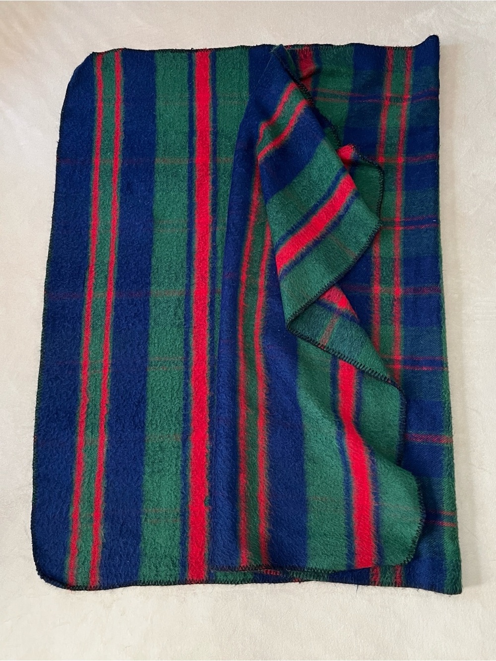 Vintage San Marcos Reversible Plaid/Striped Blanket